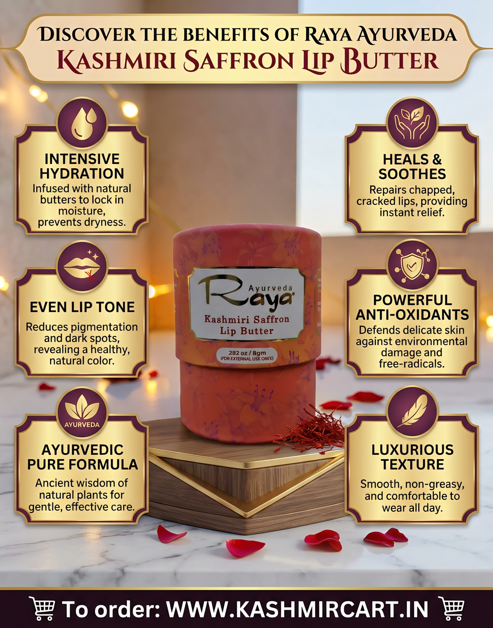 Kashmiri Saffron Lip balm Raya Ayurveda