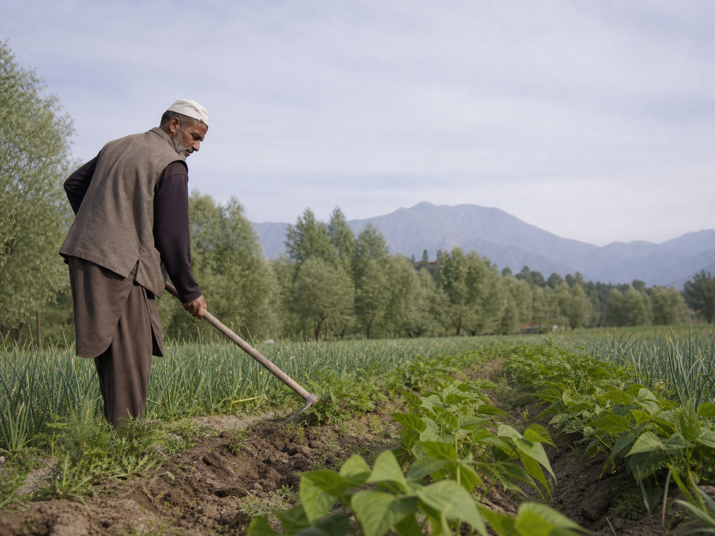 Kashmiri farmer working in the field