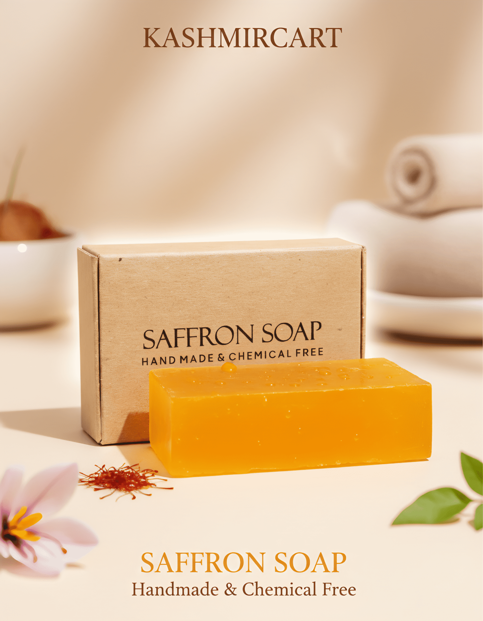KASHMIRCART Handmade Saffron Soap KASHMIRCART Handmade Saffron Soap scaled https://kashmircart.in/product/kashmircart-luxury-kashmiri-saffron-soap-100g-handmade-herbal-bath-soap/