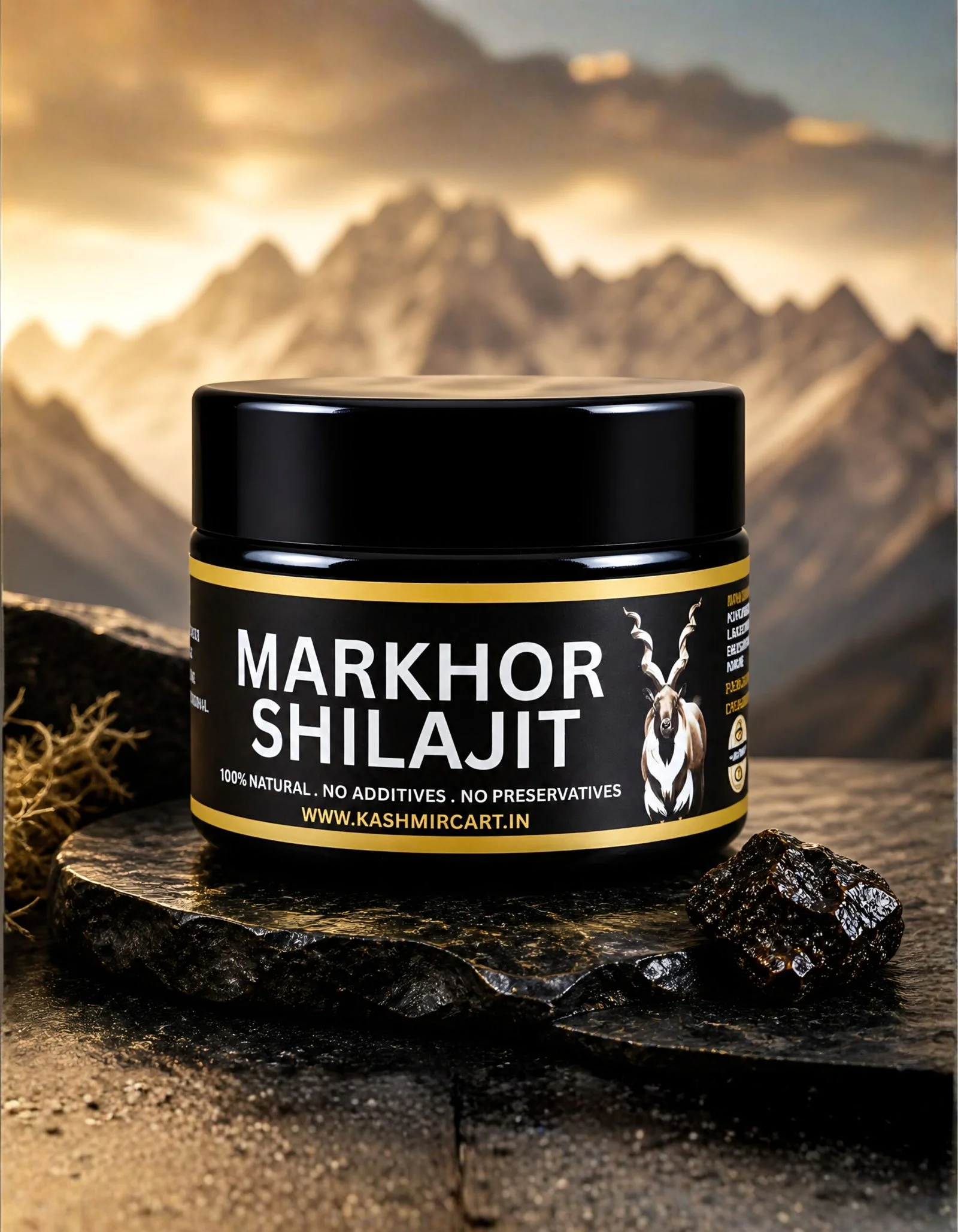 Himalayan Markhor Shilajit Resin - Pure Lab Tested Heavy Metal Free | KashmirCart
