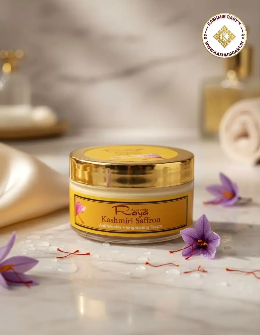 Raya Kashmiri Saffron Face Cream jar for anti-wrinkle and brightening