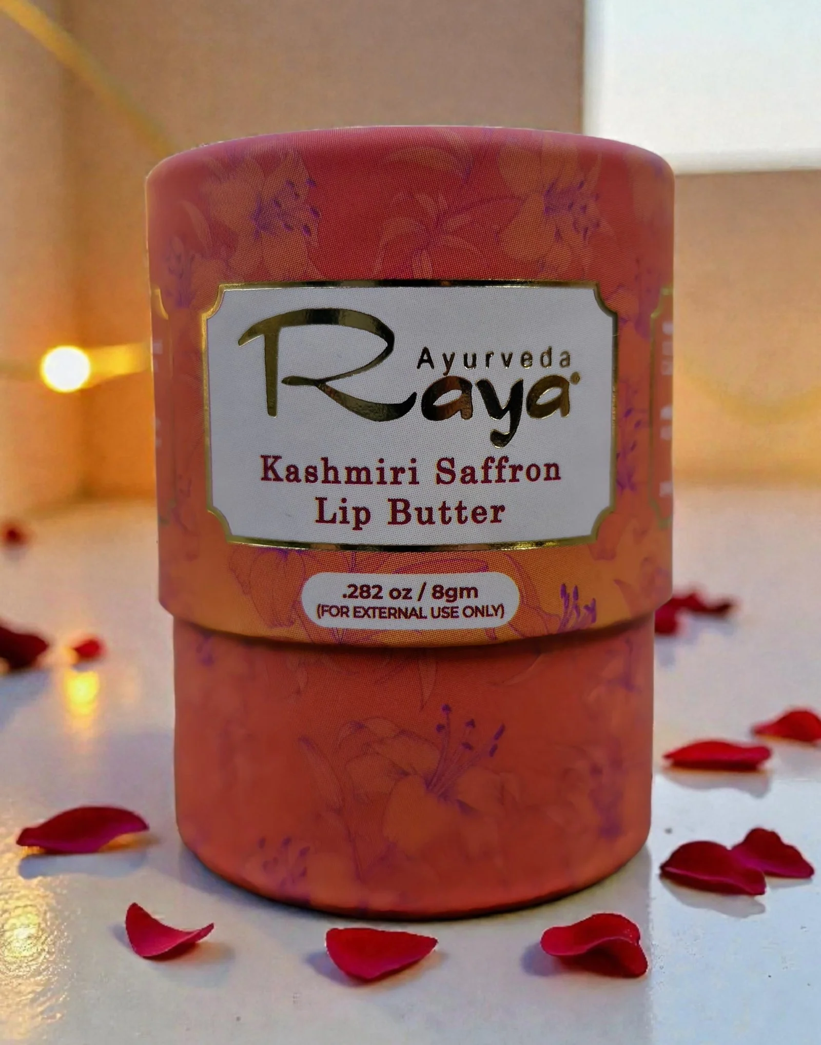 Raya Ayurveda Saffron Lip Butter - Enriched with Natural Oils for Dry and Chapped Lips