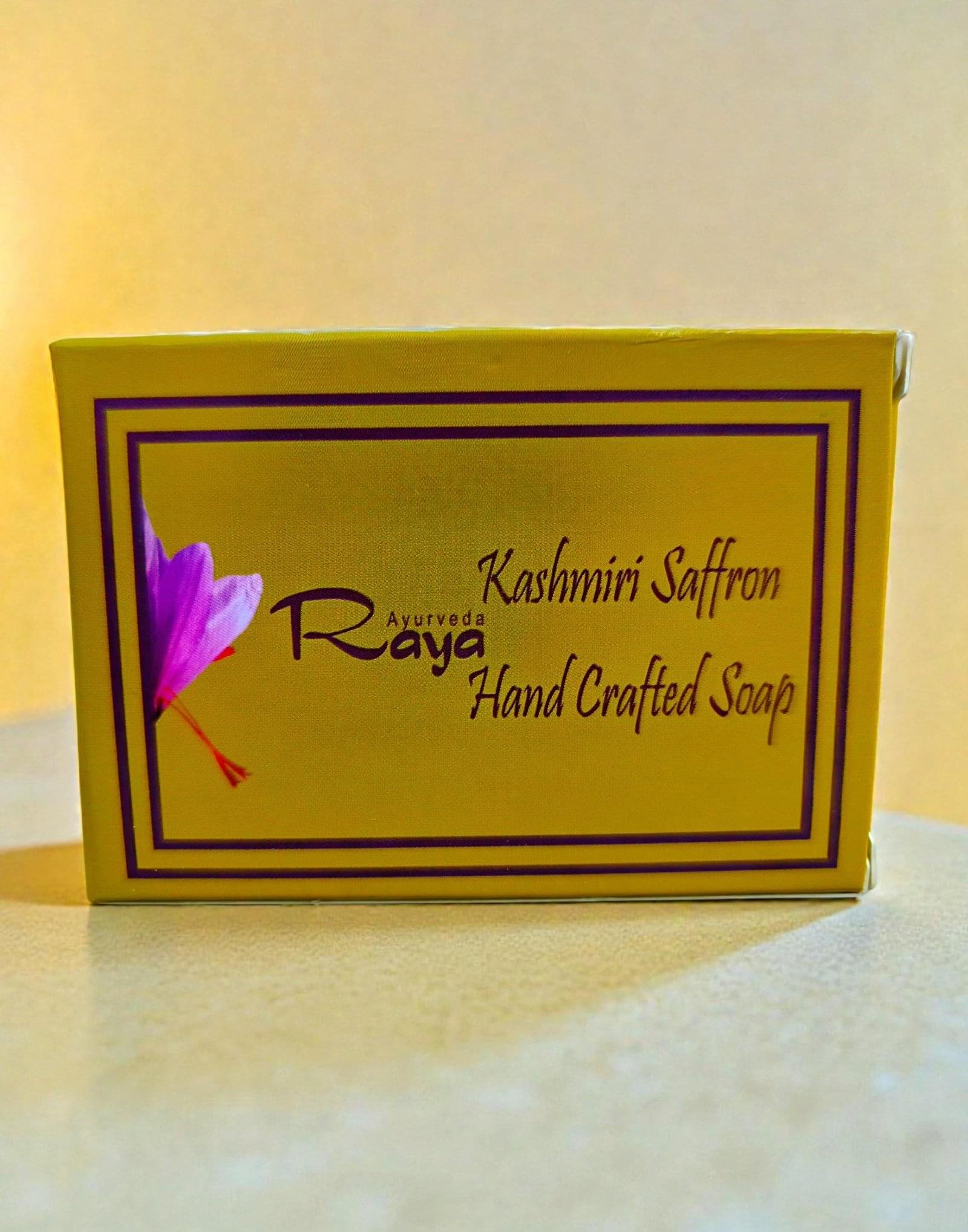 Raya Ayurveda Kashmiri Saffron Handmade Soap - Luxury Ayurvedic Skin Care Bar for Radiant Complexion